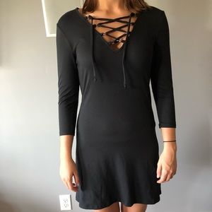 Black laced-front dress